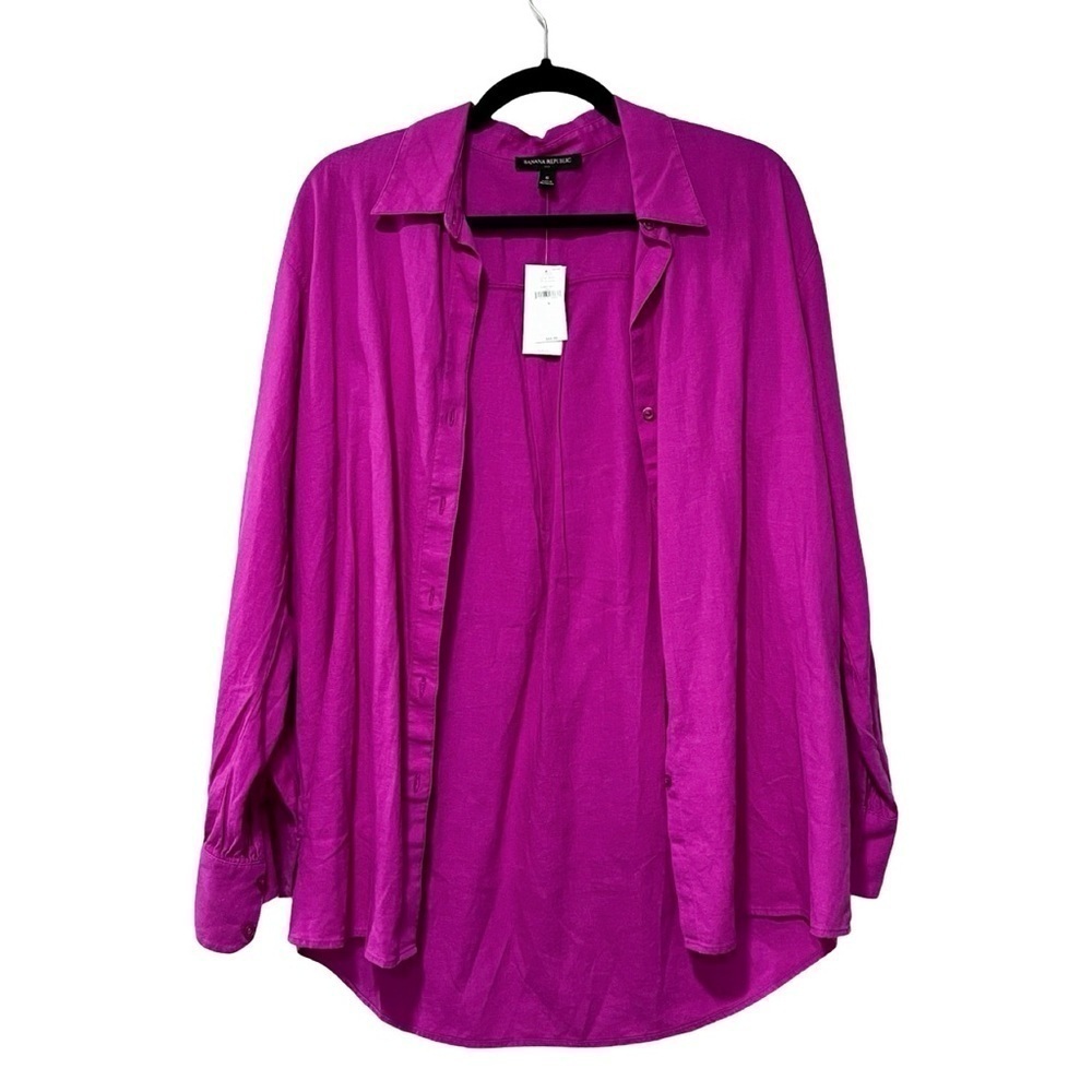 NWT BANANA REPUBLIC Fuchsia Button Down Boyfriend Shirt Sz S